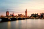 A photograph looking across the River Thames towards Westminster Bridge and the Palace of Westminster