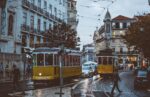 Yellow trams in Lisbon